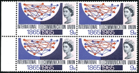 Stamp of Great Britain » Queen Elizabeth II 1965 Telecommunications 9d mint nh left marginal b