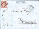 Stamp of Switzerland / Schweiz » Sitzende Helvetia Gezaehnt » Briefmarken 1867-1878 10C rot, mit Tintenentwertung auf Faltbrief