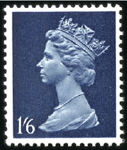 Stamp of Great Britain » Queen Elizabeth II 1967-70 Machin 1s6d mint nh showing GREENISH-BLUE
