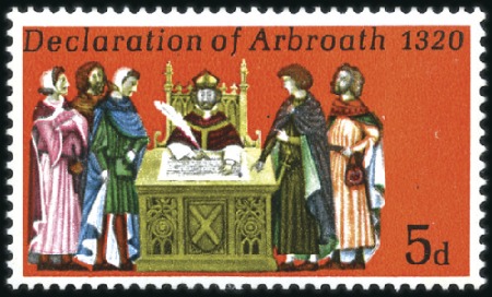 Stamp of Great Britain » Queen Elizabeth II 1970 Anniversaries 5d mint nh showing GOLD OMITTED