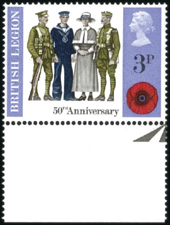 Stamp of Great Britain » Queen Elizabeth II 1971 British Legion 3d mint nh bottom marginal sin