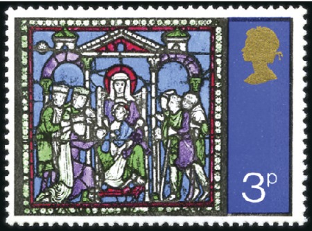 Stamp of Great Britain » Queen Elizabeth II 1971 Christmas 3d mint nh, showing LEMON OMITTED,