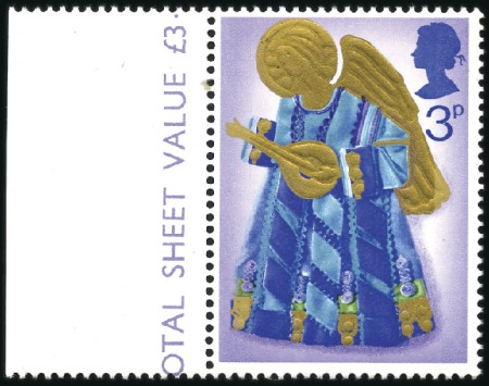 Stamp of Great Britain » Queen Elizabeth II 1972 Christmas 3p mint nh left marginal single, sh