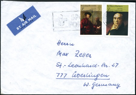Stamp of Great Britain » Queen Elizabeth II 1973 Paintings 5p single tied on cover, showing GO