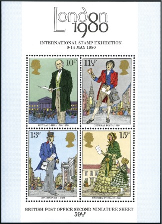 Stamp of Great Britain » Queen Elizabeth II 1980 Rowland Hill mint nh miniature sheet, showing