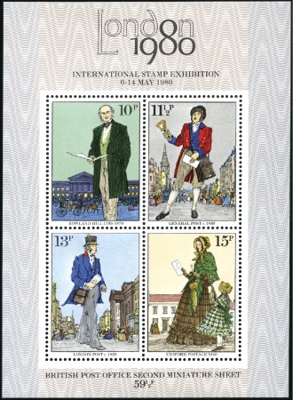 Stamp of Great Britain » Queen Elizabeth II 1980 Rowland Hill mint nh miniature sheet, showing