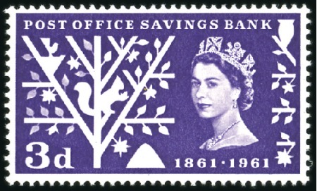 Stamp of Great Britain » Queen Elizabeth II 1961 Post Office Savings Bank 3d "Timson" printing