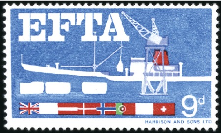 Stamp of Great Britain » Queen Elizabeth II 1967 EFTA 9d mint nh, showing BLACK, BROWN, YELLOW