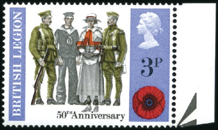 Stamp of Great Britain » Queen Elizabeth II 1971 British Legion 3p mint nh right sheet margina