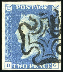 Stamp of Great Britain » 1840 2d Blue (ordered by plate number) 1840 2d Blue plate 2 DG, good to large margins wit