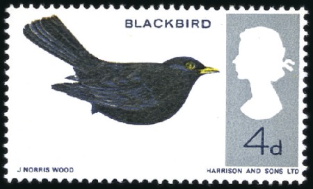 Stamp of Great Britain » Queen Elizabeth II 1966 Birds 4d mint nh, showing REDDISH BROWN OMITT