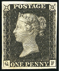 Stamp of Great Britain » 1840 1d Black and 1d Red plates 1a to 11 1840 1d black, plate 4 QF, unused with close to go