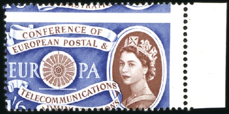 Stamp of Great Britain » Queen Elizabeth II 1960 EUROPA 1s6d mint nh, showing dramatic perfora