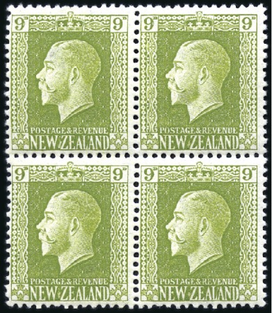 Stamp of New Zealand 1915-30 2d to 1s nine different values in mint og 