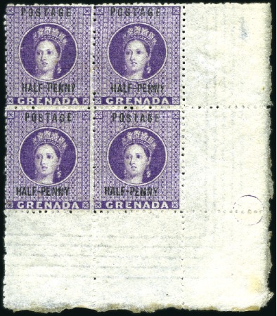 Stamp of Grenada 1881 1/2d Deep Mauve, mint bottom right corner mar