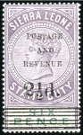 Stamp of Sierra Leone 1897 2 1/2d on 6d Dull purple & green, two surchar