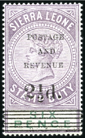 Stamp of Sierra Leone 1897 2 1/2d on 6d Dull purple & green, two surchar