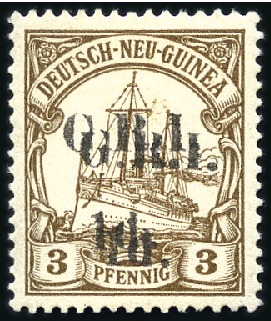 Stamp of New Guinea 1914-15 1d on 3pfg brown, mint showing DOUBLE SURC