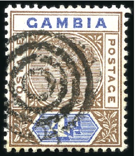 Stamp of Gambia 1898-1902 2d, 3d & 4d all cancelled by round teleg