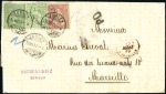 Stamp of Switzerland / Schweiz » Sitzende Helvetia Gezaehnt » Frankaturen 25C grün, zwei Marken