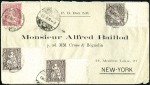 Stamp of Switzerland / Schweiz » Sitzende Helvetia Gezaehnt » Destinationen USA 1881: 5C braun auf Faserpapier (3) und 10C rot