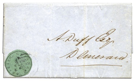 Stamp of British Guiana 1850-51 8 cents black on blue-green, Townsend Type