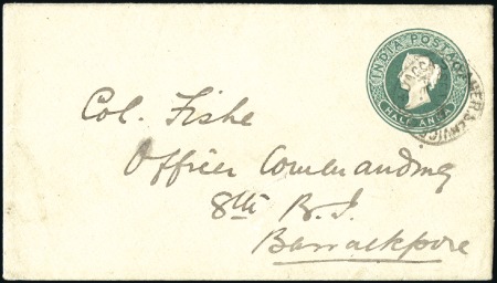 Stamp of India MARITIME: 1/2a green, stationery envelope to Ratan