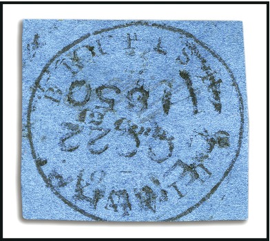 Stamp of British Guiana 1850-51 12 cents black on blue, Townsend Type B, w