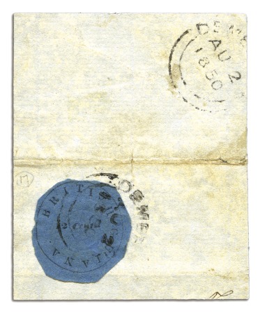 Stamp of British Guiana 1850-51 12 cents black on blue, Townsend Type B, w