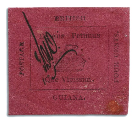 Stamp of British Guiana 1856 Provisional 4 cents black on rose-carmine, Ty