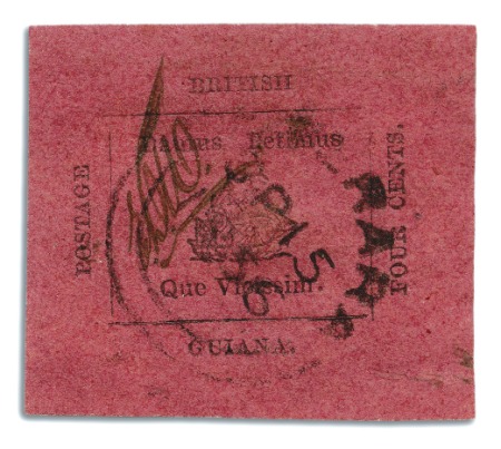 Stamp of British Guiana 1856 Provisional 4 cents black on rose-carmine, Ty