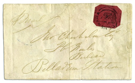 Stamp of British Guiana 1856 Provisional 4 cents black on magenta, Type 3,