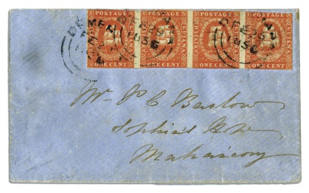 Stamp of British Guiana 1853 Waterlow lithographed 1 cent vermilion, very 