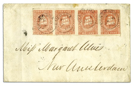 Stamp of British Guiana 1857-59 Waterlow lithographed 1 cent type B, very 