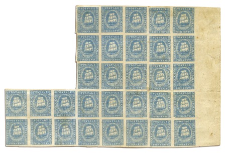 Stamp of British Guiana 1857-59 Waterlow lithographed 4 cents pale blue, t