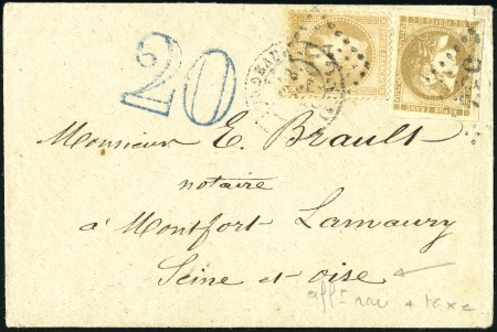 Stamp of France Rare combinaison 10c Bordeaux Report I +10c Lauré 