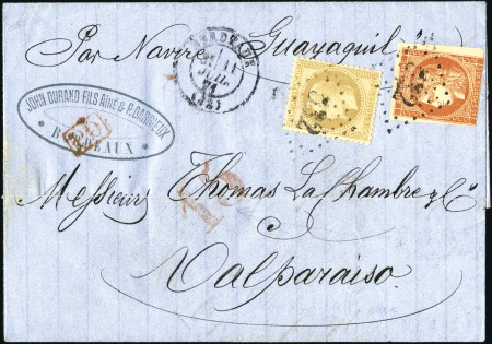 Stamp of France 1871 Lettre de Bordeaux 11.07.71 pour le Chili ave