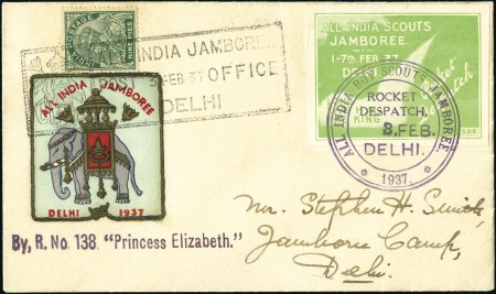 Stamp of India 1937 (Feb 3) "ALL INDIA SCOUTS JAMBOREE" rocket ma