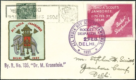 Stamp of India 1937 (Feb 2) "ALL INDIA SCOUTS JAMBOREE" rocket ma