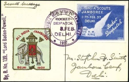 Stamp of India 1937 (Feb 2) "ALL INDIA SCOUTS JAMBOREE" rocket ma