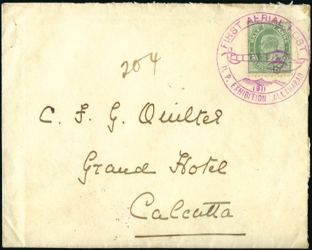 Stamp of India 1911 Allahabad-Naini first aerial flight envelope