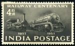 Stamp of India 1953 Railway Centenary group of four colour trials