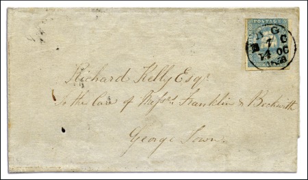 Stamp of British Guiana 1858 Waterlow lithographed 4 cents pale blue, seco