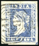 Stamp of India » Used Abroad PENANG: 1854 1/2a, 1a, 2a and 4a with "B / 147" ca