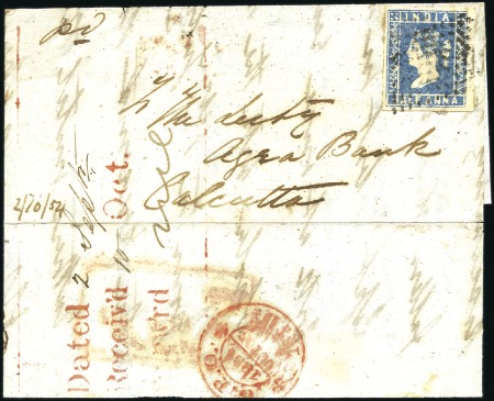 Stamp of India 1854 (Oct 2) Lettersheet from Allahabad to Calcutt