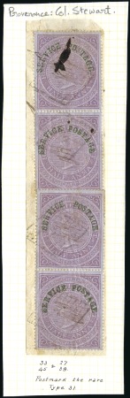 Stamp of India JC TYPE 31: 1866 1/2a mauve Official in two vertic