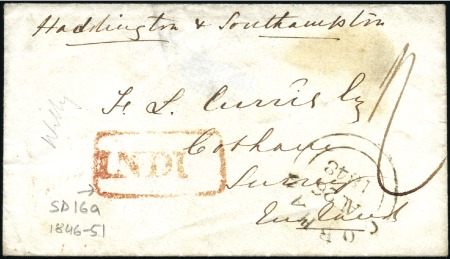 Stamp of India 1848 Stampless envelope from Calcutta to England w