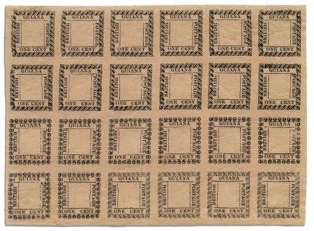 Stamp of British Guiana 1862 Provisionals 1 cent rose in complete imperfor