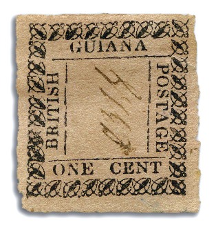 Stamp of British Guiana 1862 Provisionals 1 cent rose selection of types A