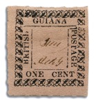 Stamp of British Guiana 1862 Provisionals 1 cent rose selection of types A